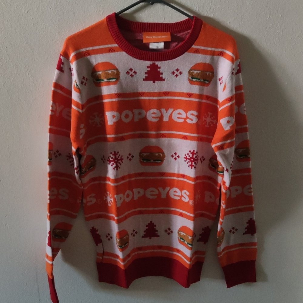 Medium Orange Popeye's Ugly Christmas Sweater